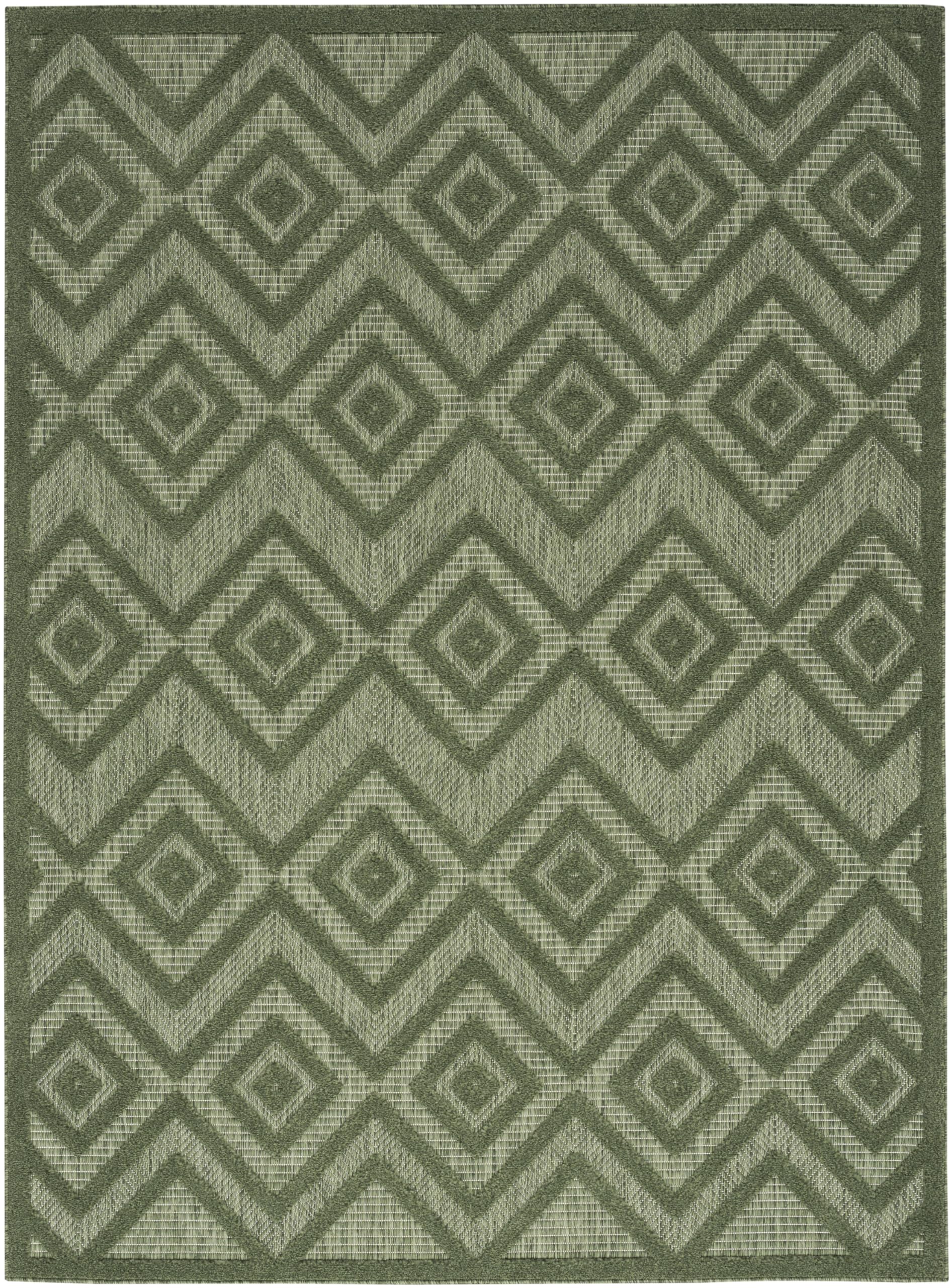 Nourison Versatile Indoor/Outdoor Green 5' X 7' Area Rug, Easy Cleaning, Non Shedding, Bed Room, Living Room, Dining Room, Backyard, Deck, Patio (5X7)