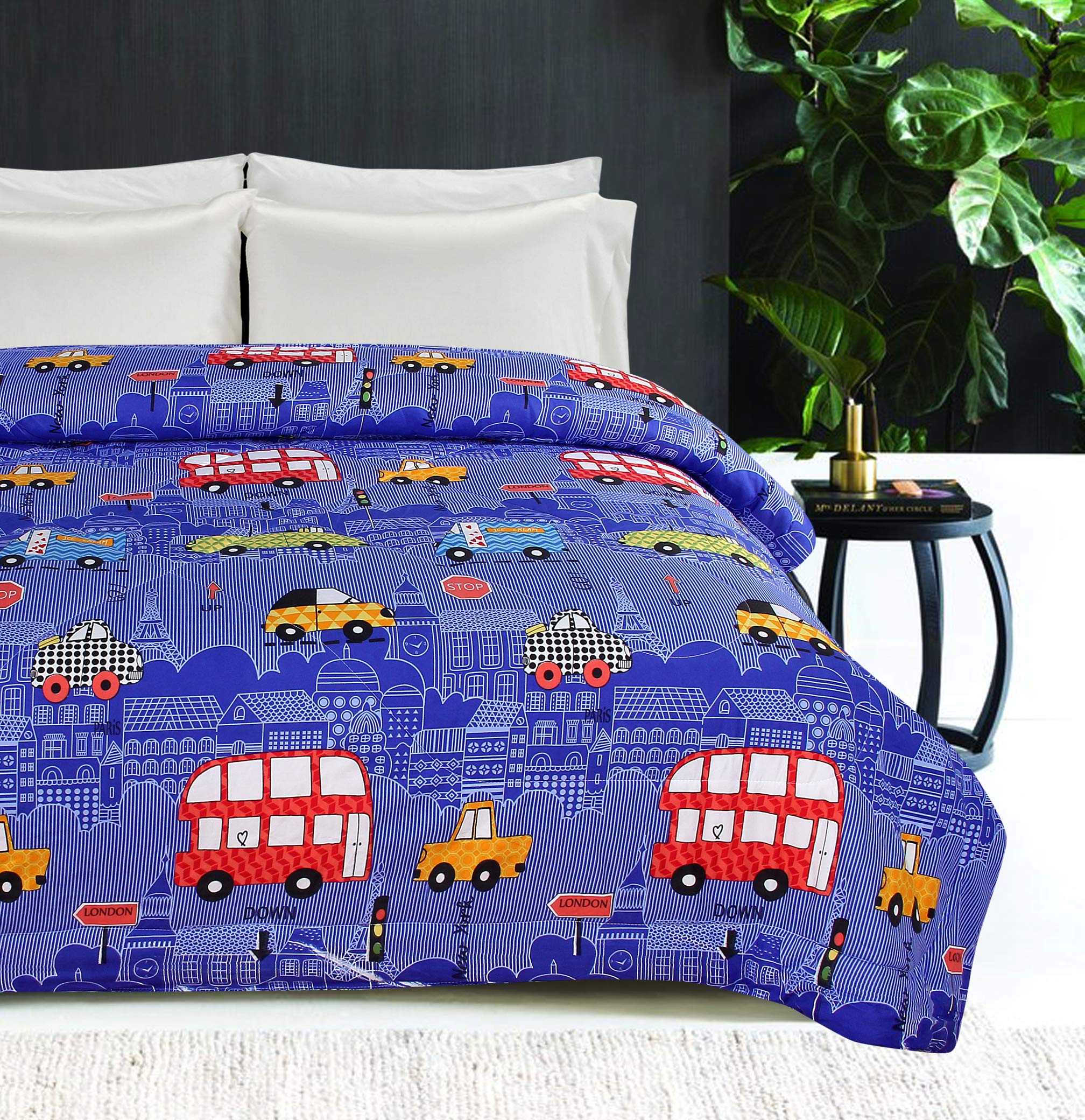 Vybba Microfiber Reversible Comforter/Ac Blanket For Winter/Quilts/Duvet, Single Bed (Blue & Red, 200 Gsm)