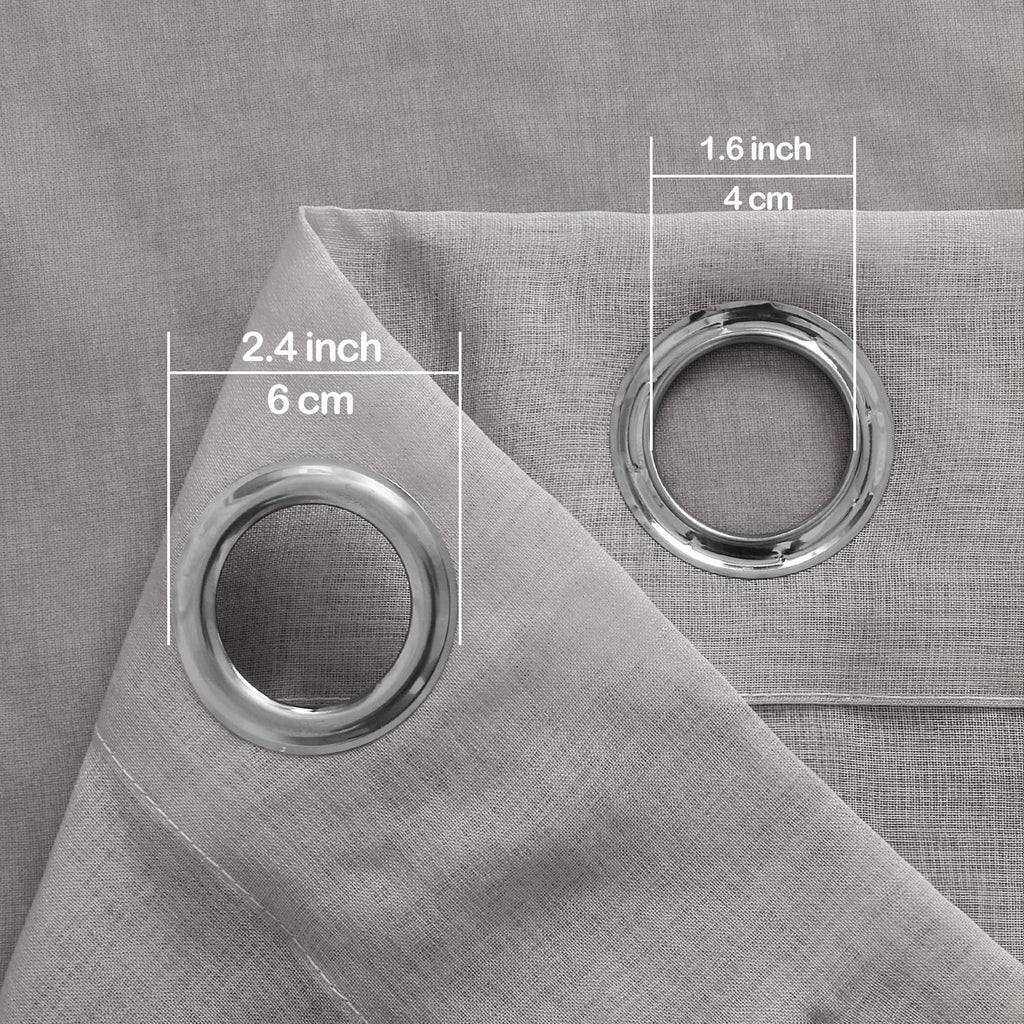 Dwcn Faux Linen Grey Ombre Sheer Curtains - Gradient Semi Voile Grommet Top Window Curtains For Bedroom And Living Room, Set Of