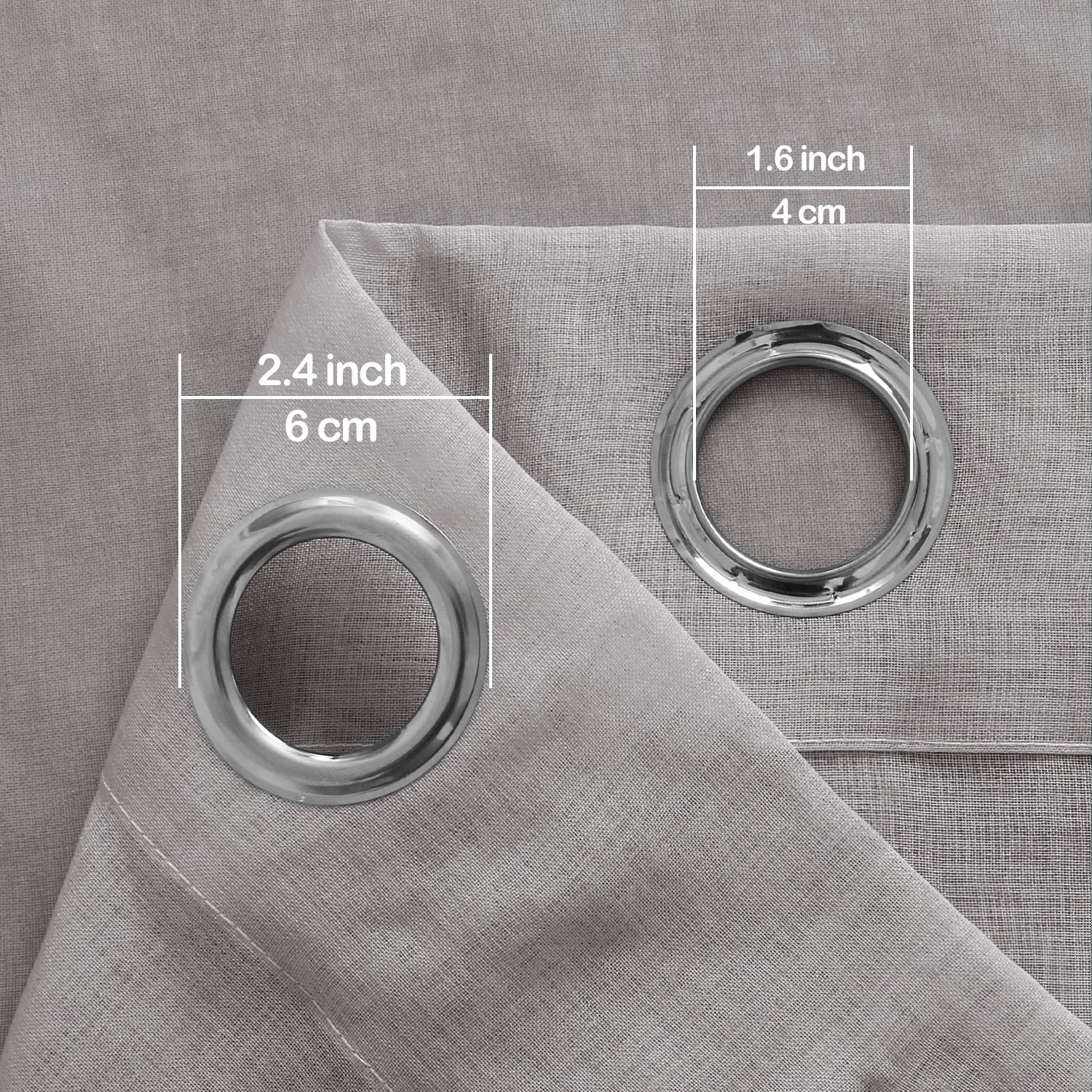 Dwcn Faux Linen Grey Ombre Sheer Curtains - Gradient Semi Voile Grommet Top Window Curtains For Bedroom And Living Room, Set Of
