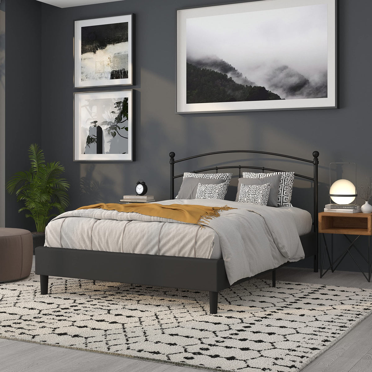 Flash Furniture Woodstock Decorative Black Metal Queen Size Headboard