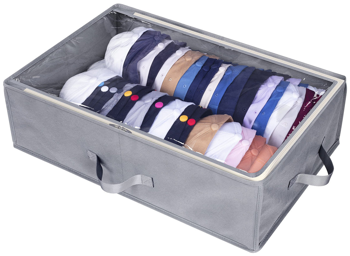 AOODA Large Hat Storage Box for Baseball Caps Organizer, Holds Up to 50 Caps Wide Hat Organizer for Closet with Cardboard, Under