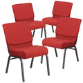 4 Pk. 21 Extra Wide Crimson Fabric Stacking Church Chair - Silver Vein Frame