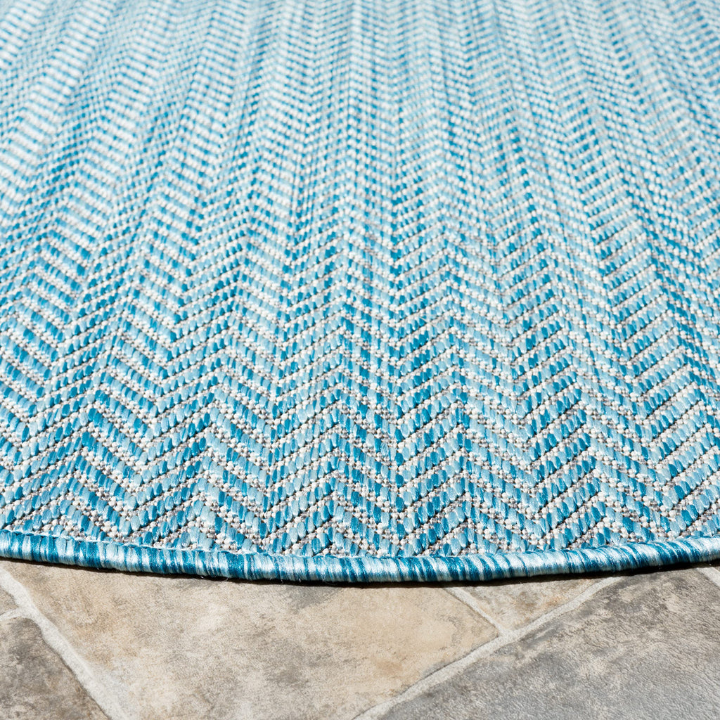Safavieh Courtyard Collection 7 Feet 10 Inches X 7 Feet 10 Inches Round Aqua/Grey Cy8022 Indoor/ Outdoor Waterproof Easy Cleanin
