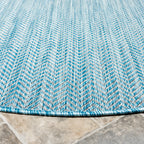 Safavieh Courtyard Collection 7 Feet 10 Inches X 7 Feet 10 Inches Round Aqua/Grey Cy8022 Indoor/ Outdoor Waterproof Easy Cleanin