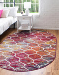Unique Loom Trellis Frieze Collection Area Rug - Rounded (3' x 5' Oval, Multi/ Black)