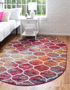 Unique Loom Trellis Frieze Collection Area Rug - Rounded (3' x 5' Oval, Multi/ Black)