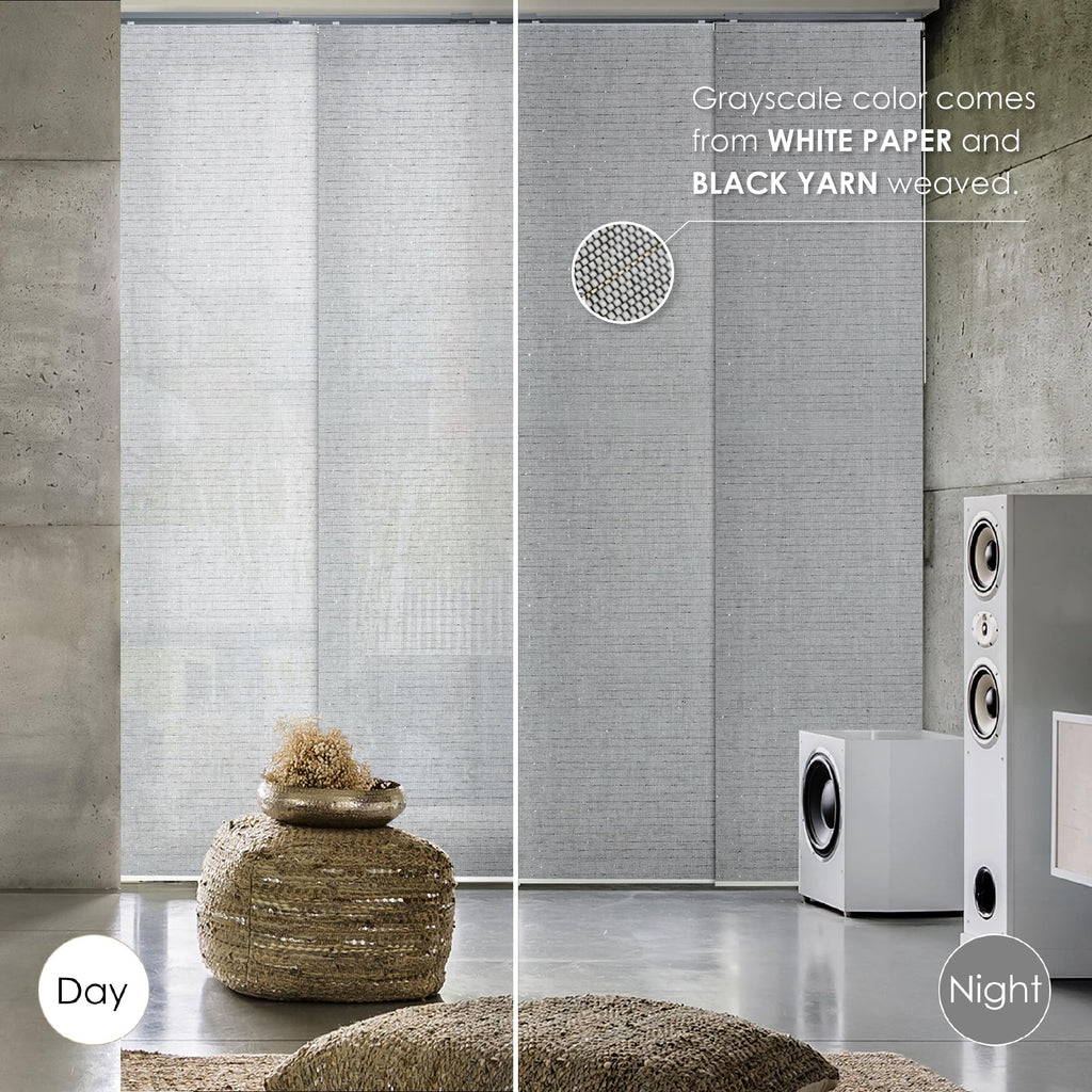 Godear Design Adjustable Vertical Blinds For Sliding Doors, Extendable Track From 45.8'' To 86'' W, Trimmable Panel Curtains Up