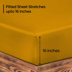 Royale Linens 300 Thread Count 100% Long Staple Combed Cotton Fitted Sheet - Super Soft Deep Pocket Bottom Sheet - Yellow Fitted