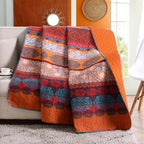 Exclusivo Mezcla Reversible Microfiber Boho Striped Pattern Quilted Throw Blanket For Bed/Couch/Sofa, Soft And Lightweight (50''