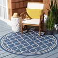 SAFAVIEH Courtyard Collection 710 Round Blue/Beige CY6918 Trellis Indoor/ Outdoor Splashproof Easy Scrubbing Patio Backyard Mud