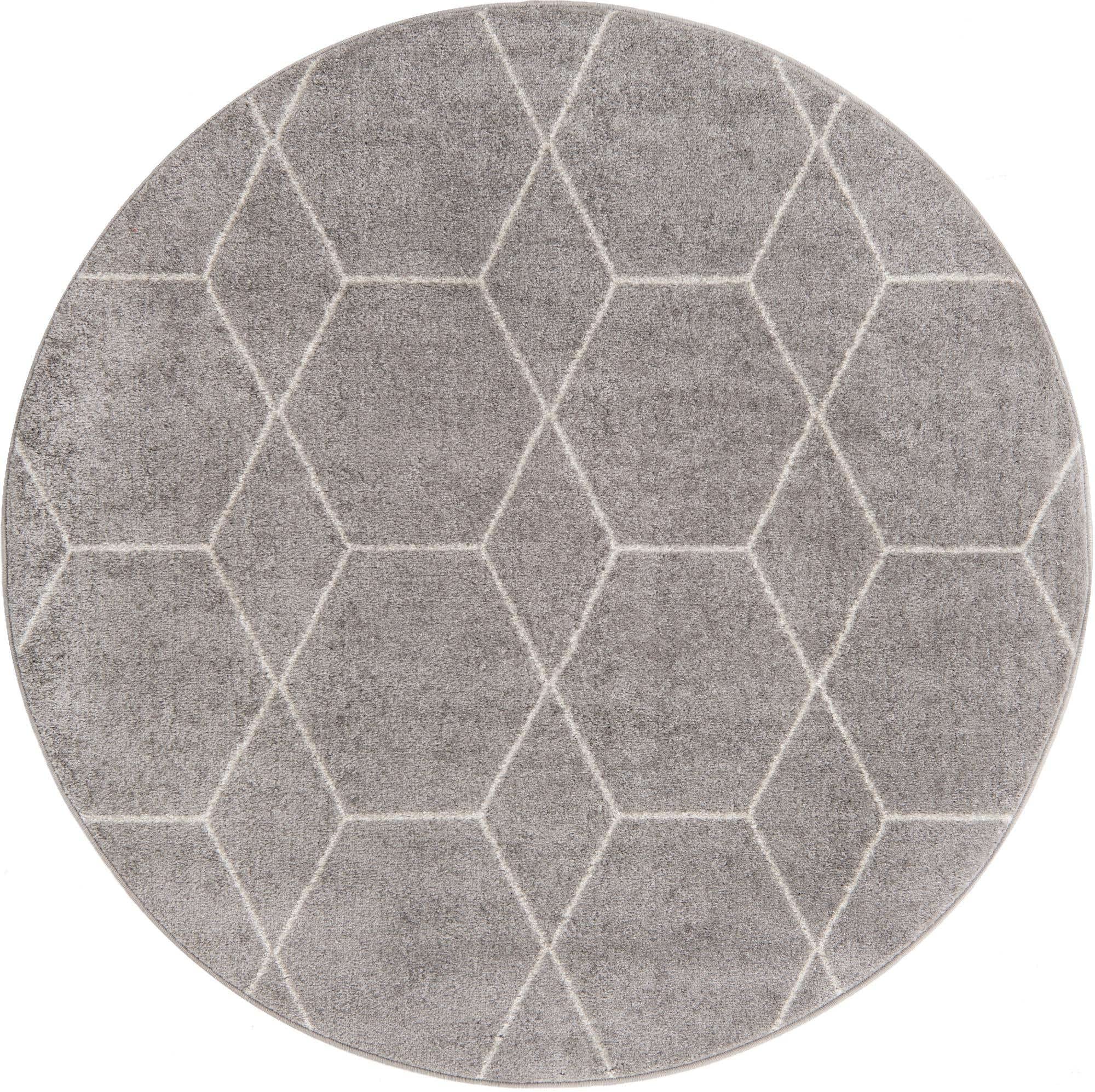 Unique Loom Trellis Frieze Collection Area Rug - Geometric (5 1 Round Light Gray/Ivory)