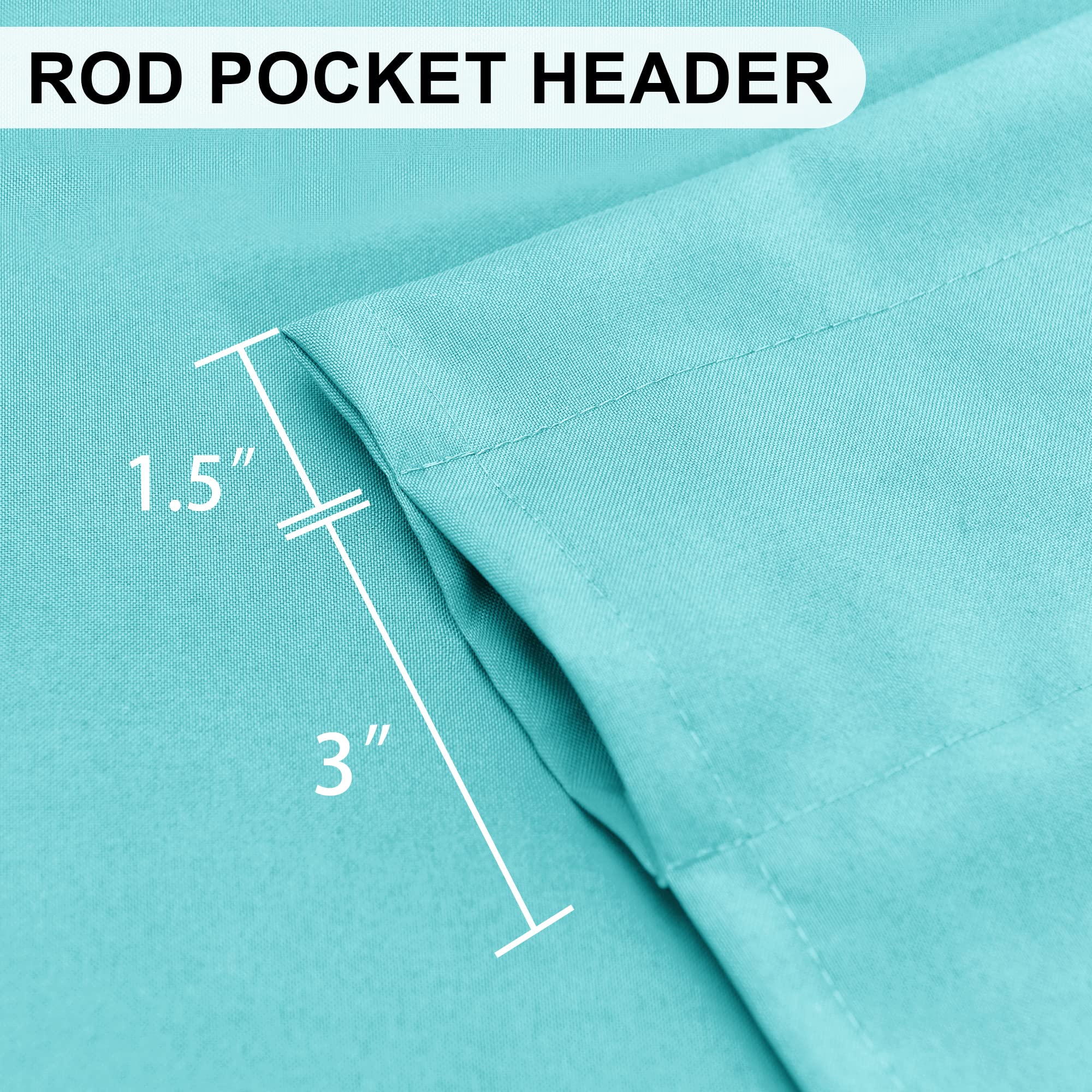 Dwcn Kitchen Valance For Windows, Aqua Valance Solid Short Topper, Bathroom/Basement Curtain Valance - 1 Panel, 52 X 18 Inch, Aq