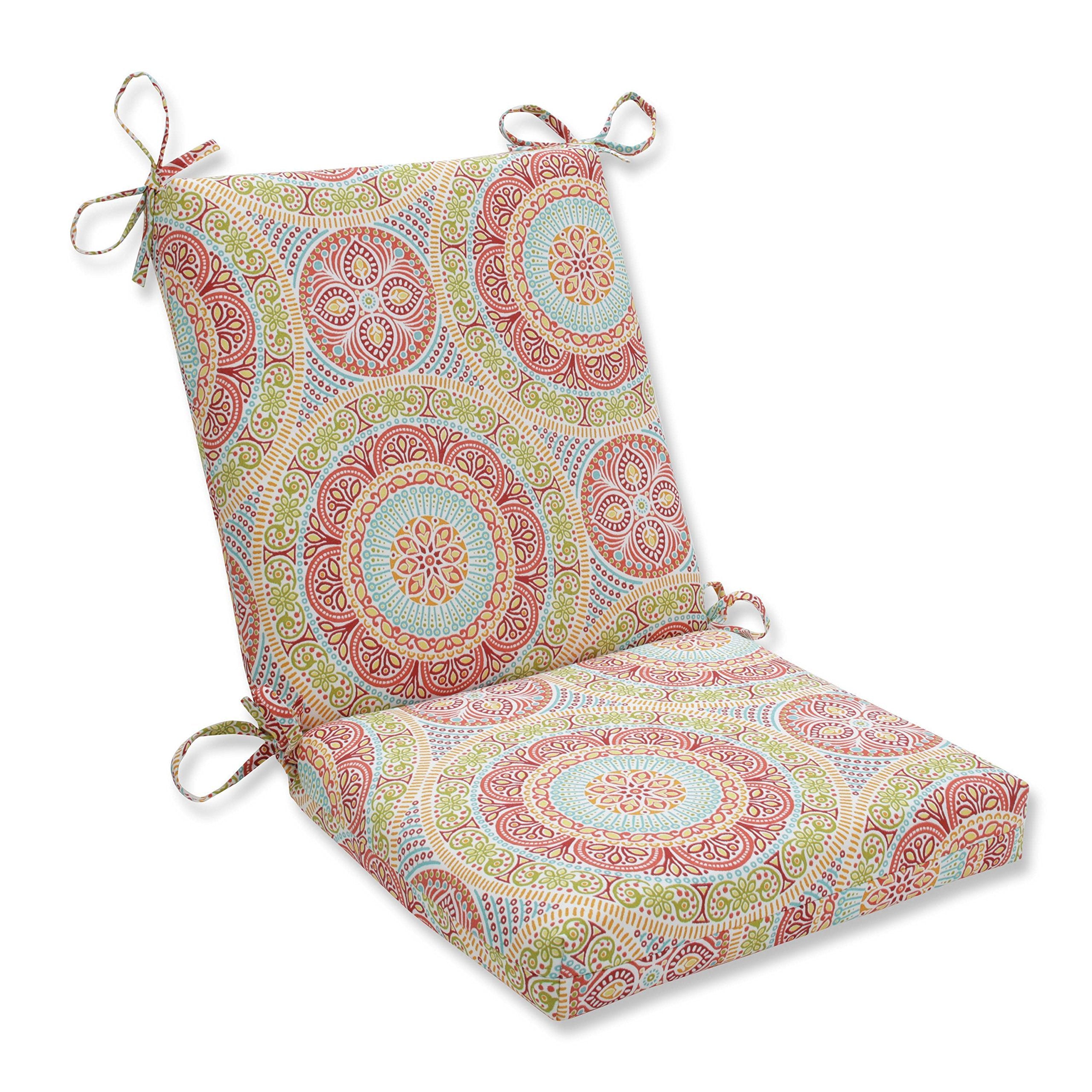 Pillow Perfect 609522 Outdoor/Indoor Delancey Jubilee Square Corner Chair Cushion, 36.5' X 18', Multicolored , Orange