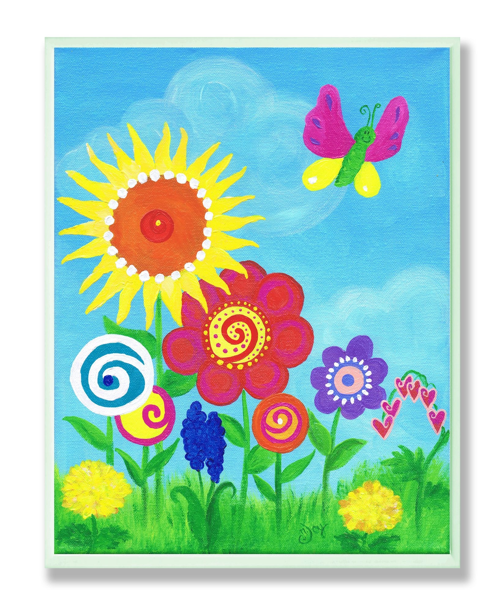 The Kids Room by Stupell Bright Butterfly and Flowers Rectangle Wall Plaque