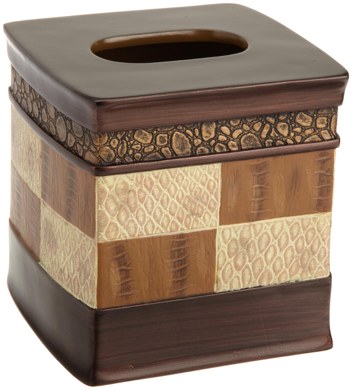 Popular Bath 713121 Tissue Box, Zambia Collection, Animal Print/Beige, Chocolate