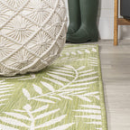 Jonathan Y Smb119D-210 Nevis Palm Frond Indoor Outdoor Area Rug, Coastal Casual Country Easy Cleaning,Bedroom,Kitchen,Backyard,Patio,Non Shedding 2 X 10, Green/Cream