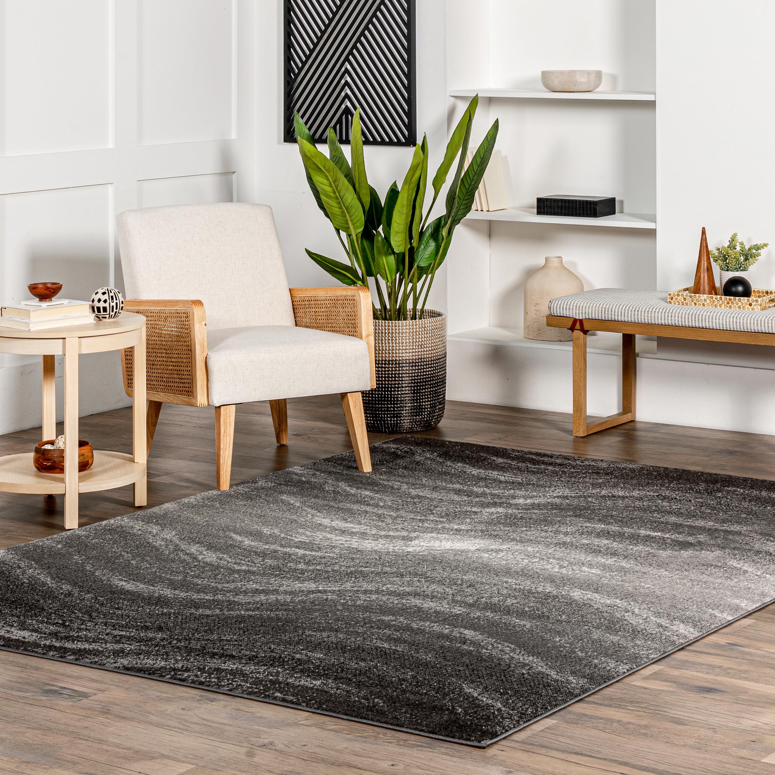 nuLOOM Julene Abstract Waves Area Rug, 9x12, Grey
