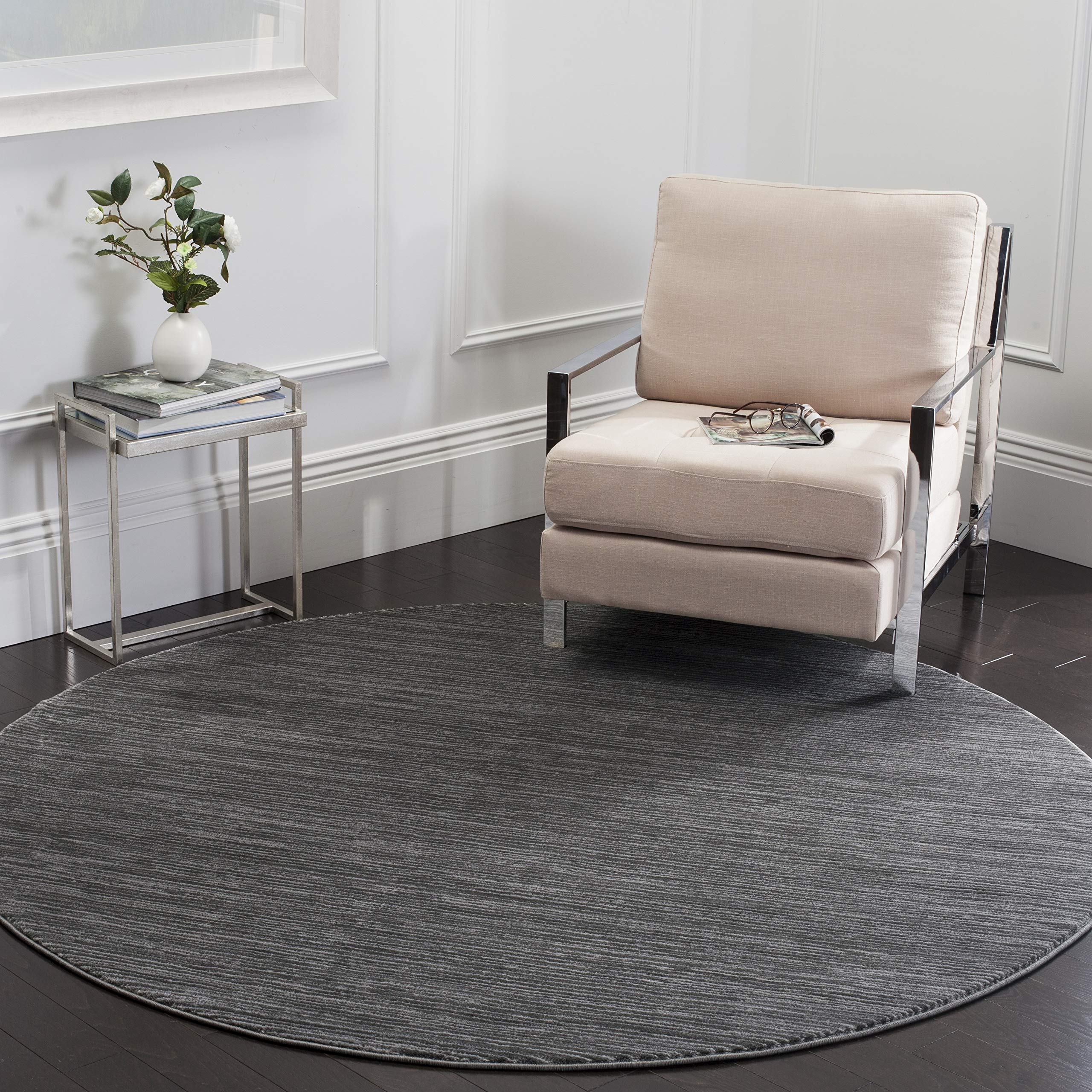 SAFAVIEH Vision Collection 8 Round Grey VSN606D Modern Ombre Tonal Chic Non-Shedding Living Room Bedroom Area Rug