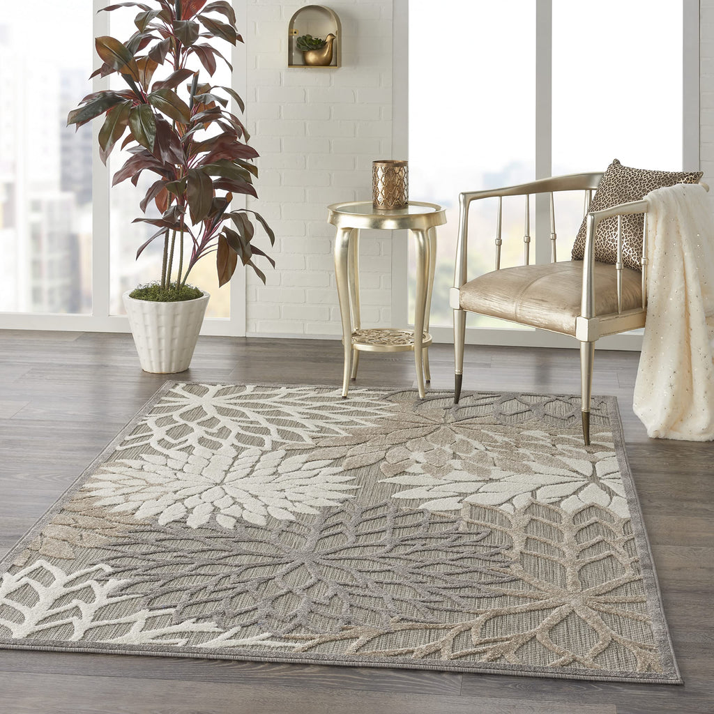 Nourison Aloha Indoor/Outdoor Area Rug 6' X 9', Natural, Rectangular, 0.25' Thick, Easy-Cleaning Non Shedding Bed Room Living Room Dining Room Deck Backyard Patio