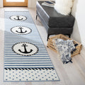 SAFAVIEH Carousel Kids Collection Runner Rug - 23 x 10, Ivory & Navy, Non-Shedding & Easy Care, Ideal for High Traffic Areas f