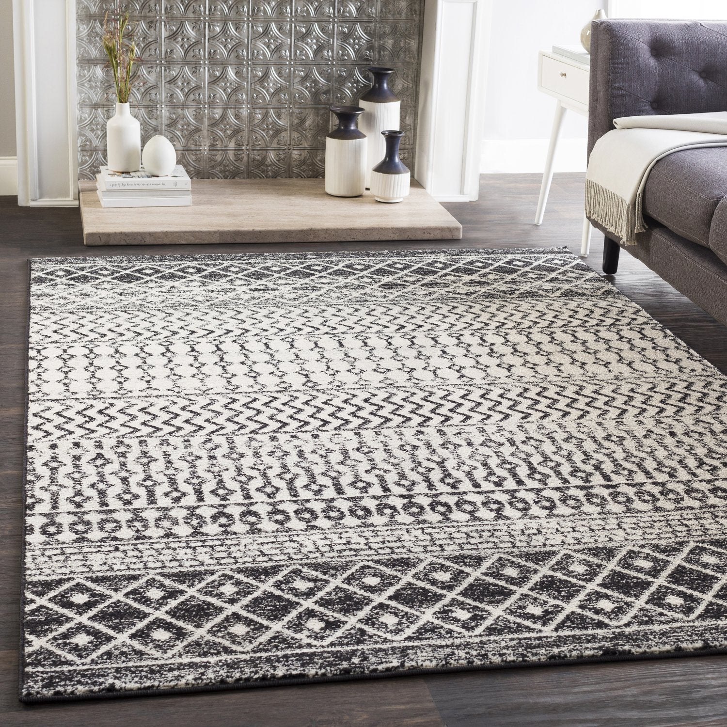 Livabliss Chester Boho Moroccan Runner Area Rug,2'7'' X 7'6'',Black