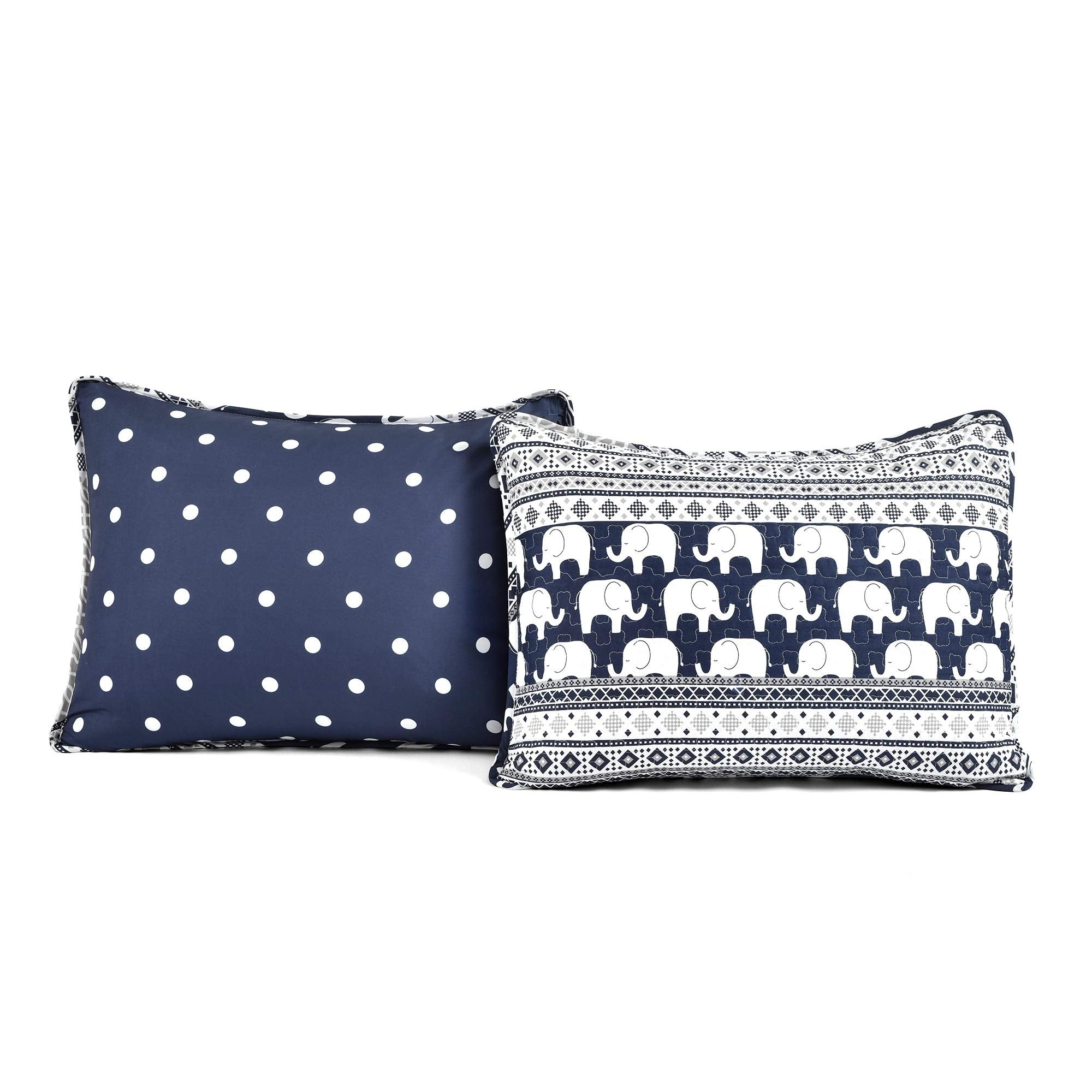 Lush Decor Elephant Stripe 4 Piece Quilt Set, Twin, Navy