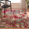 SAFAVIEH Monaco Collection Area Rug - 51 x 77, Grey & Fuchsia, Boho Chic Abstract Watercolor Design, Non-Shedding & Easy Care,