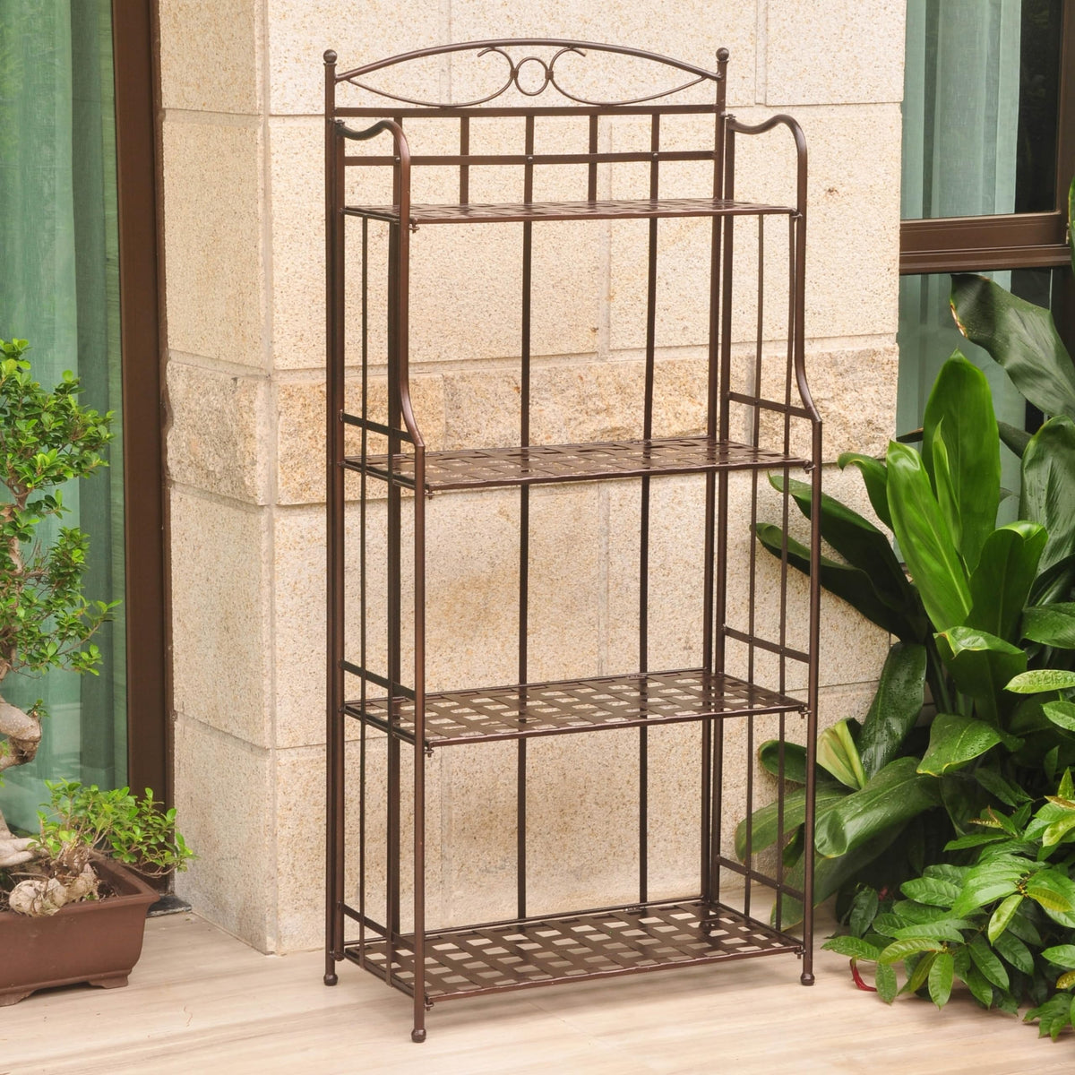 International Caravan Santa Fe 4-Tier Bakers Rack Matte Brown