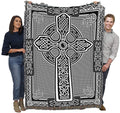 Pure Country Weavers Celtic Knots Cross Blanket - Black & White - Gift Tapestry Throw Woven From Cotton - Made In The Usa (72X54