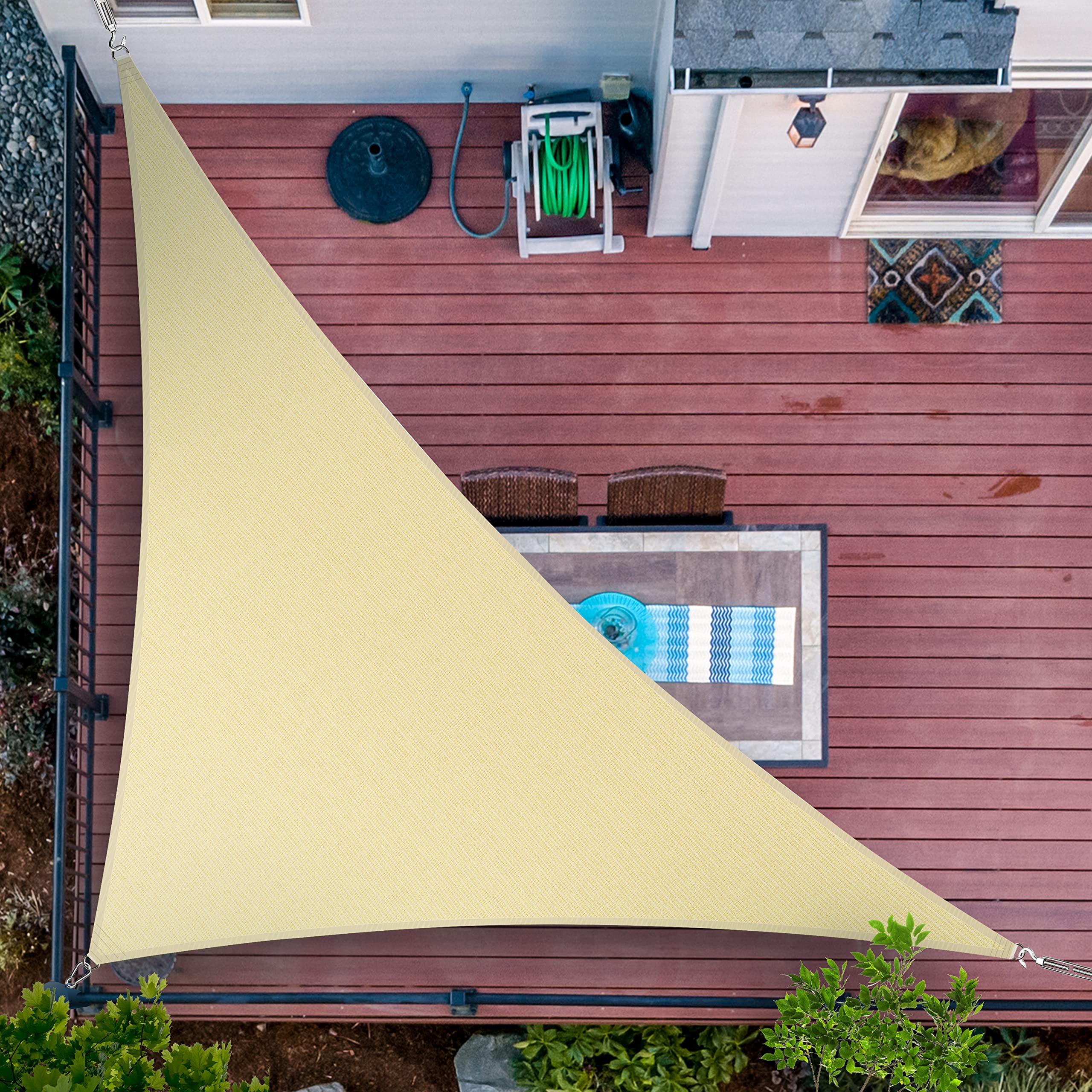 ShadeMart 13 x 15 x 19.8 Beige Sun Shade Sail UPF50 Right Triangle smTAPRT20 Canopy Fabric Cloth Screen, Water Air Permeable 