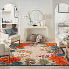 Nourison Aloha Indoor/Outdoor Modern Multicolor 7'10' X 10'6' Area Rug, Easy Cleaning, Non Shedding, Bed Room, Living Room, Dining Room, Kitchen (8X11)