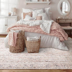 Bileehome Nursery Rug Girl Baby,Boho Neutral Washable Soft 6X9 Area Rug For Bedroom,Pink And Grey