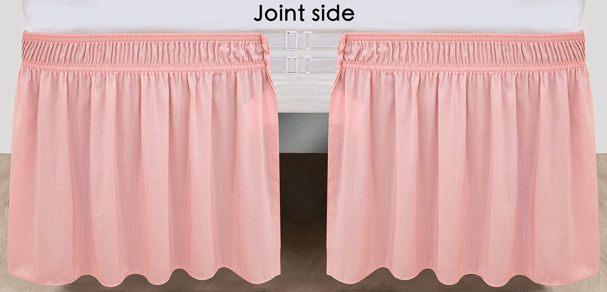 Biscaynebay Wrap Around Bed Skirts For King & Cal King Beds 15' Drop, Pink Adjustable Elastic Dust Ruffles Easy Fit Wrinkle & F