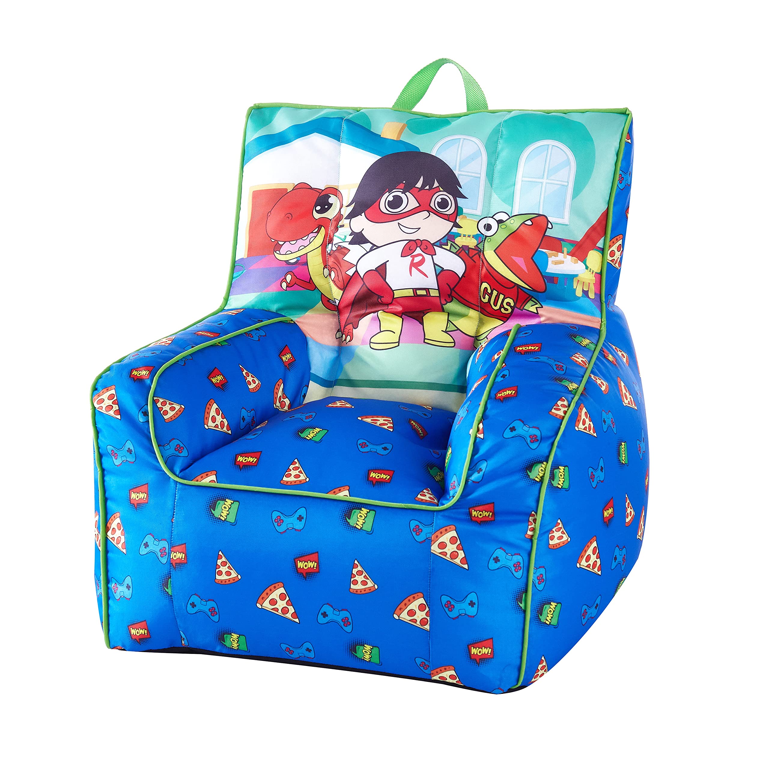 Idea Nuova Ryan's World Toddler Nylon Bean Bag Chair with Piping & Top Carry Handle Large
