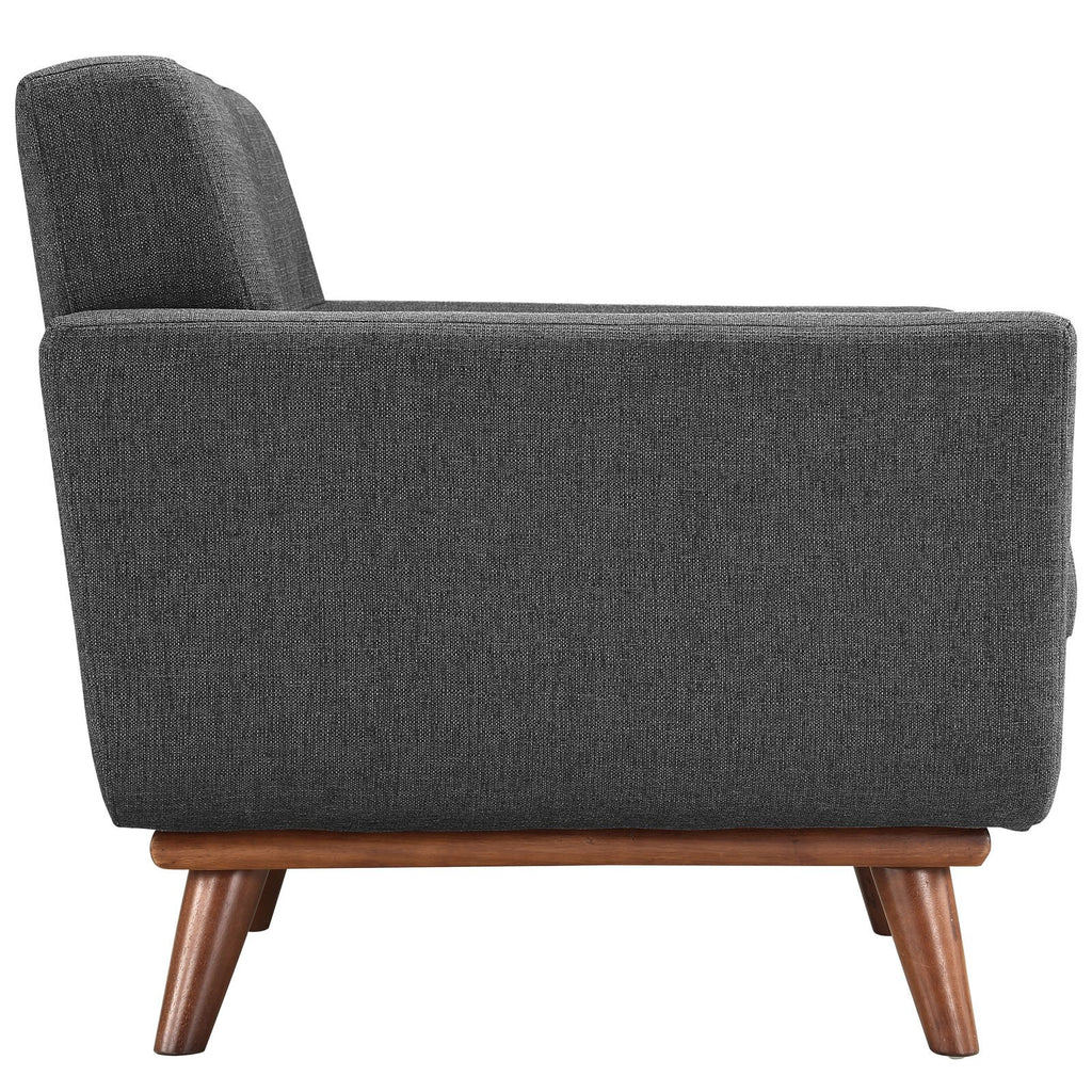 Modway Engage Mid-Century Modern Upholstered Fabric Accent Arm Lounge Chair, Wood in Gray, Armchair