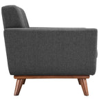 Modway Engage Mid-Century Modern Upholstered Fabric Accent Arm Lounge Chair, Wood in Gray, Armchair
