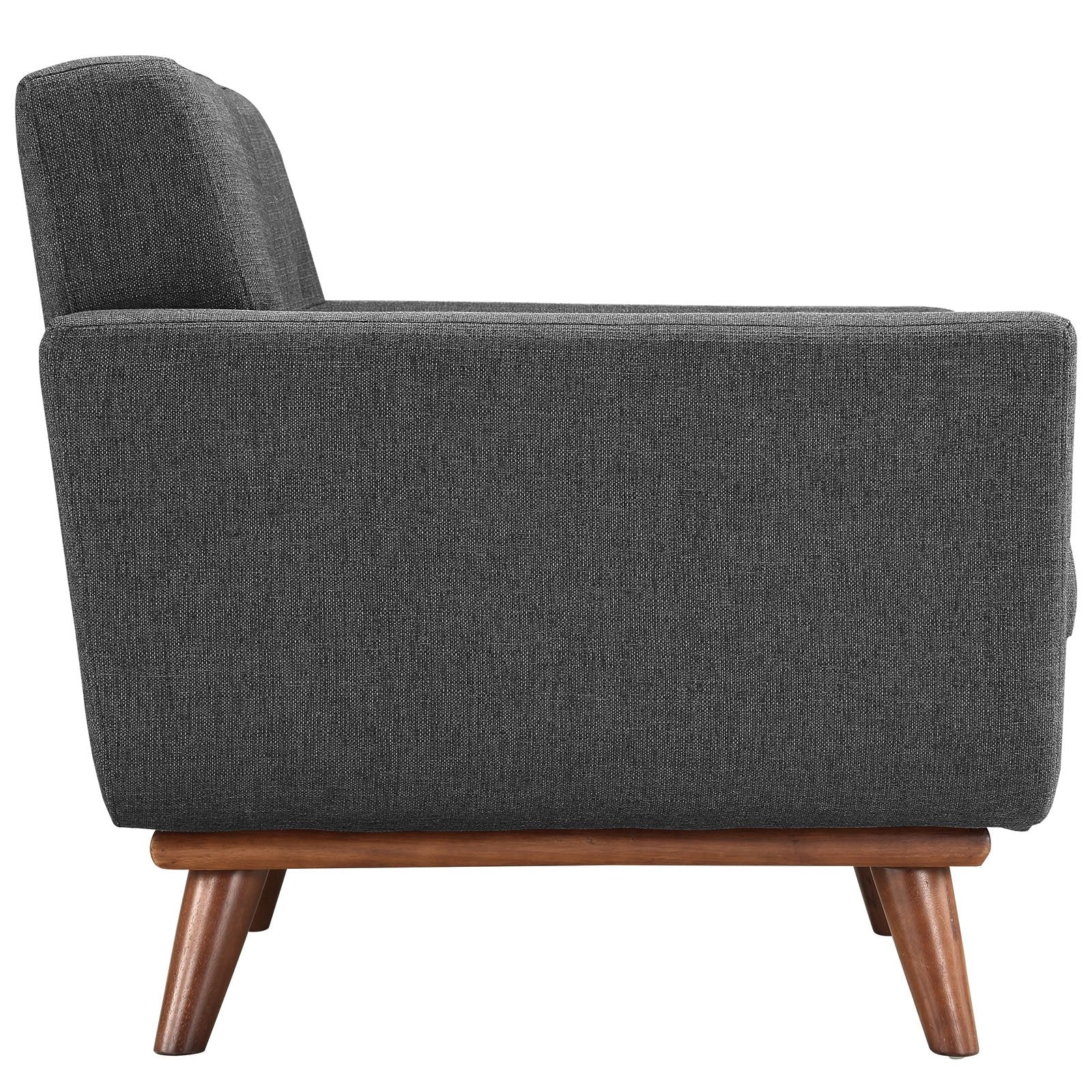 Modway Engage Mid-Century Modern Upholstered Fabric Accent Arm Lounge Chair, Wood in Gray, Armchair