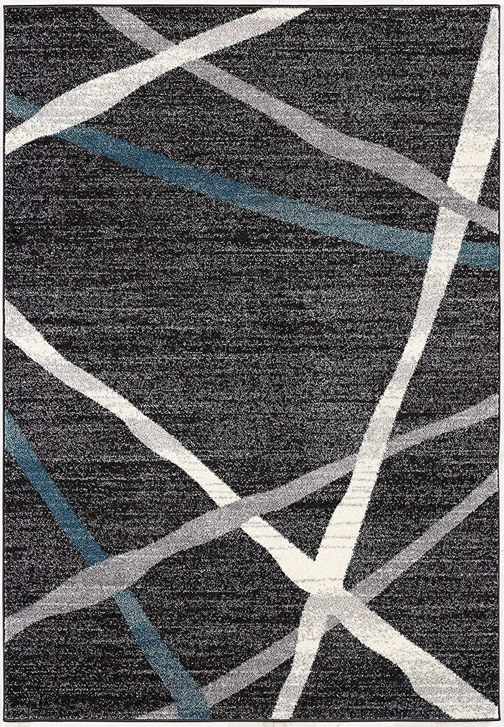 HomeRoots Grey 100% Twisted Polyester 5â€ x 8â€ Distressed Black and Gray Abstract Area Rug