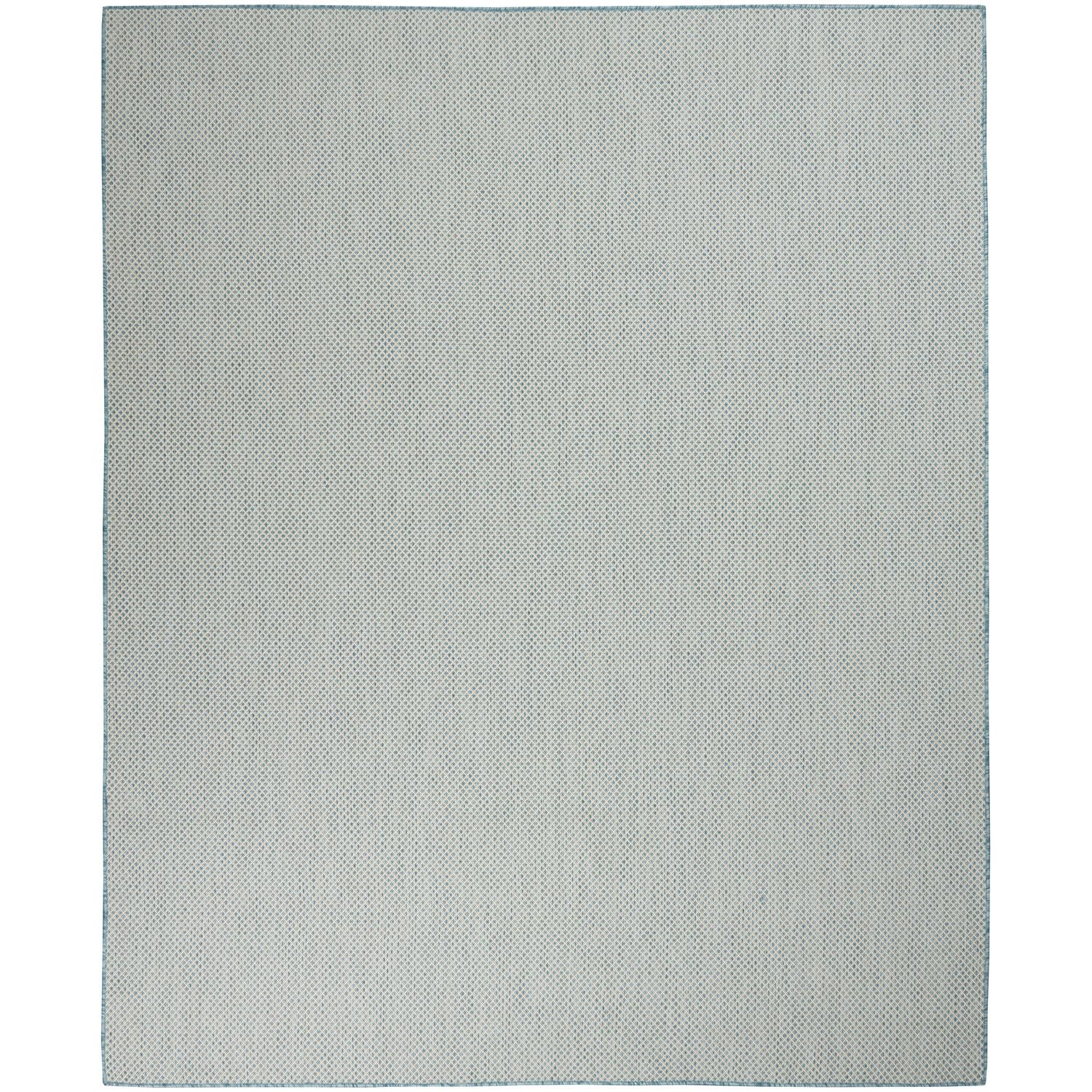 Nourison Courtyard Indoor/Outdoor Ivory Aqua 8' X 10' Area Rug, Geometric, Easy Cleaning, Non Shedding, Bed Room, Living Room, D