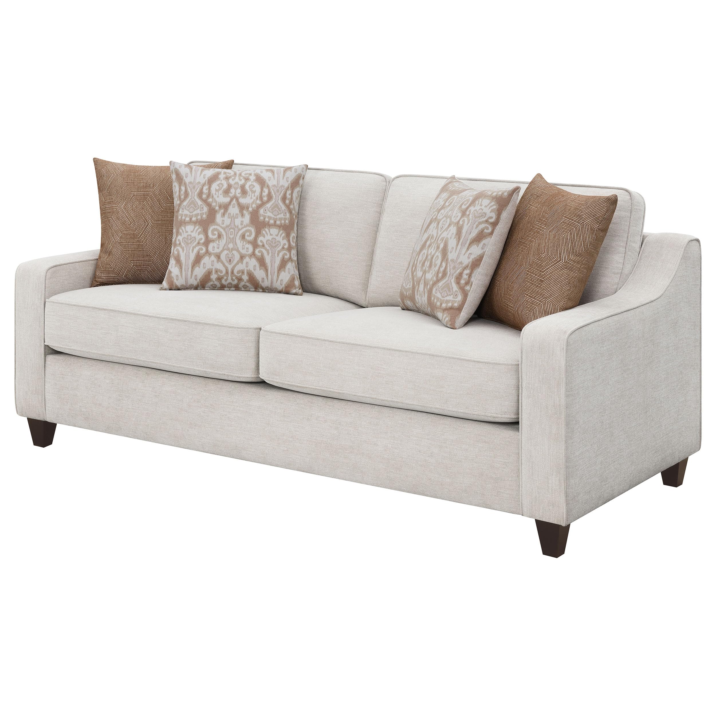 Coaster Christine Chenille Upholstered Cushion Back Sofa Beige