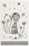 SAFAVIEH Carousel Kids Collection Accent Rug - 2 x 3, Ivory & Pink, Cat Design, Non-Shedding & Easy Care, Ideal for High Traff