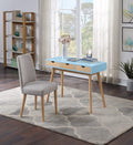 Olive & Opie Burton 3 Drawer Desk, Blue & Natural