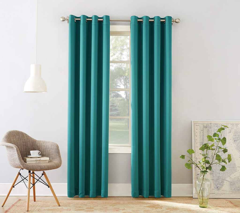 Sun Zero Barrow 2-Pack Energy Saving Grommet Curtain Panel Pair, 54'' X 63, Marine Blue