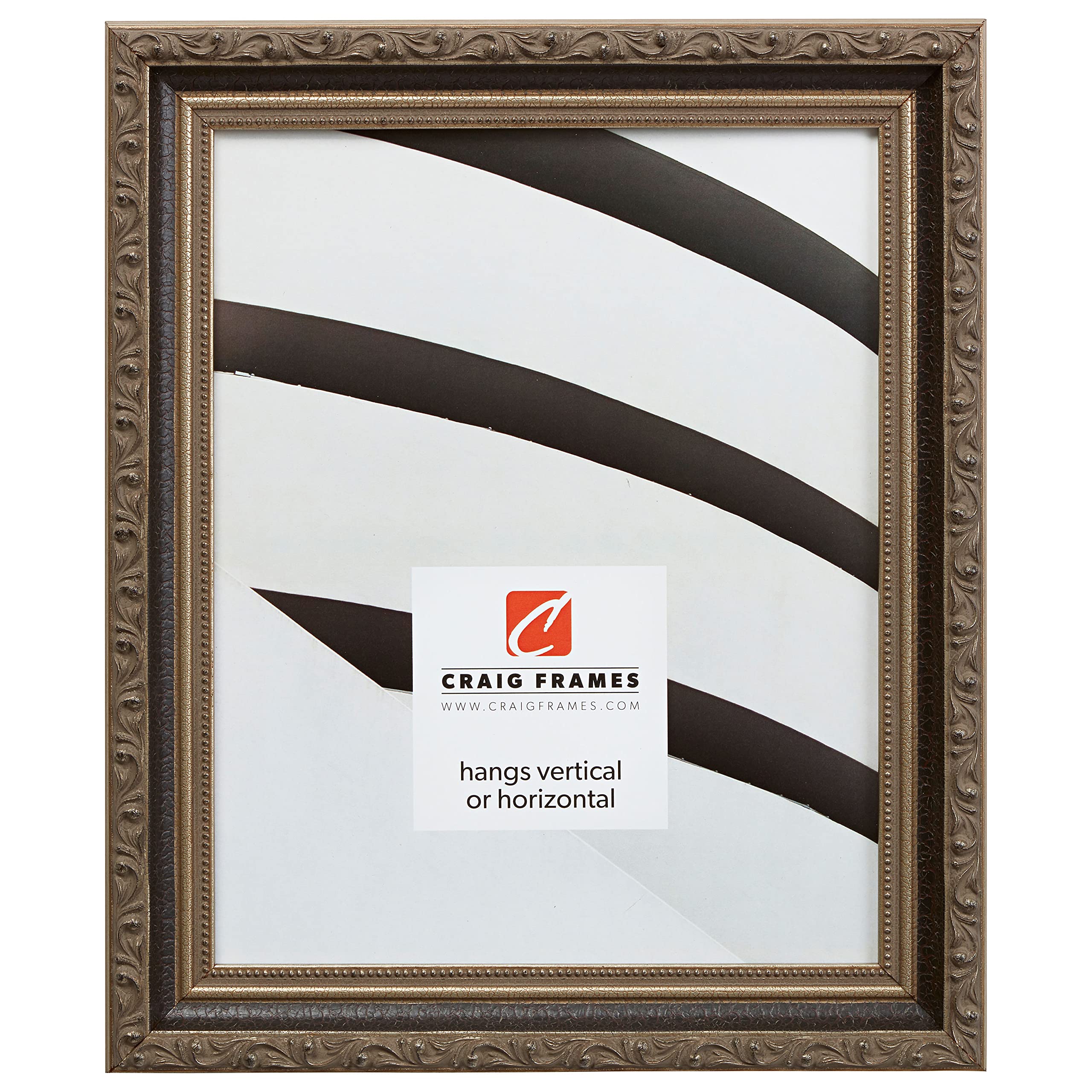 Craig Frames Regence, 8x10 Picture Frame, Black & Silver