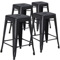 4 Pk. 24 High Backless Distressed Black Metal Indoor Counter Height Stool