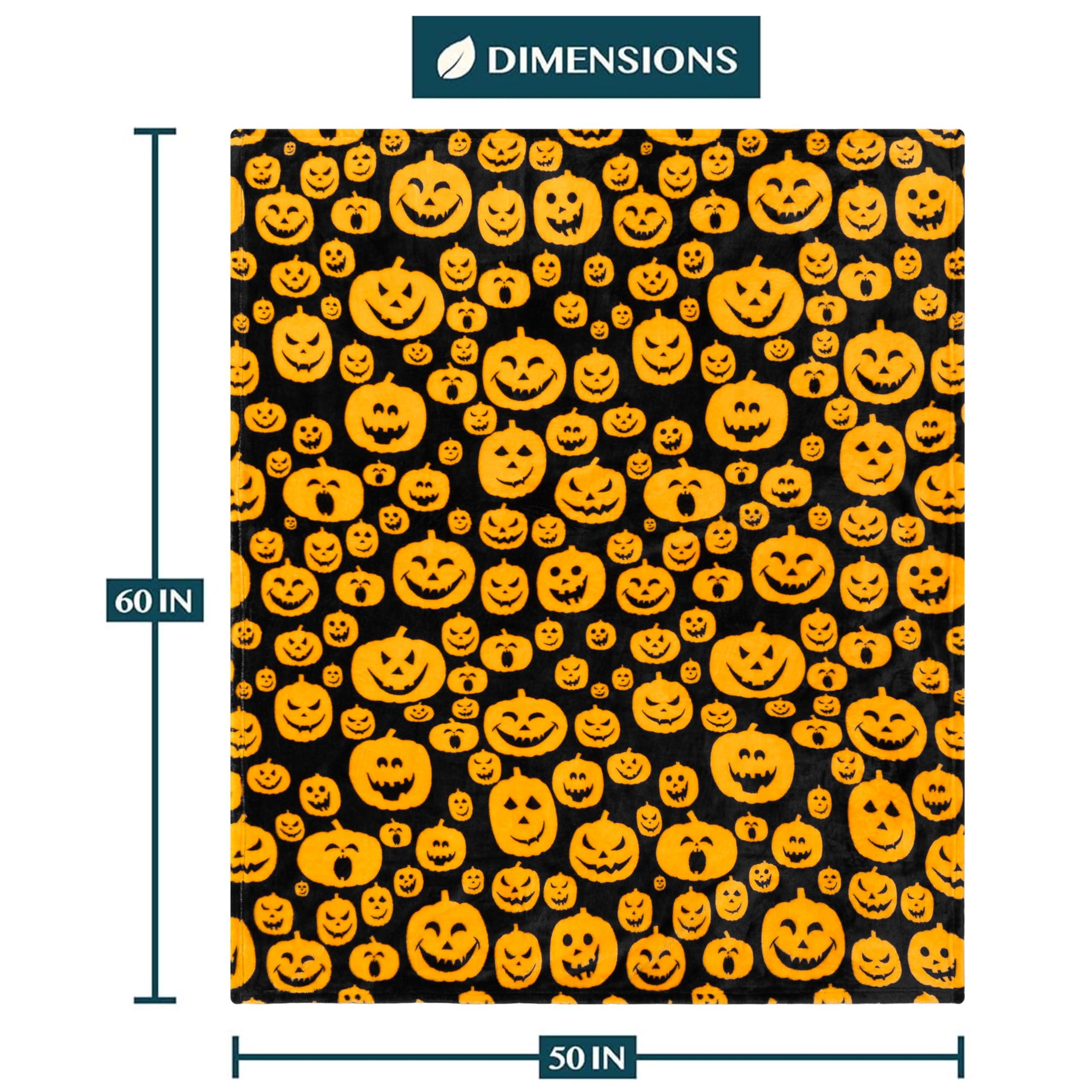 Pavilia Halloween Throw Blanket For Couch | Orange Pumpkin Fall Fleece Blanket | Soft, Plush, Warm Black Fall Cabin Throw, 60X80