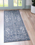 Rugs.com Oregon Collection Rug - 6 Ft Runner Blue Low-Pile Rug Perfect for Hallways, Entryways