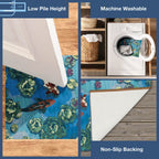 Liora Manne Esencia Machine Washable Non-Slip Low Profile Indoor/Outdoor Mat-Transitional, Whimsical, Fish, Nature, Koi Pond Aqua 2'5' X 3'11'