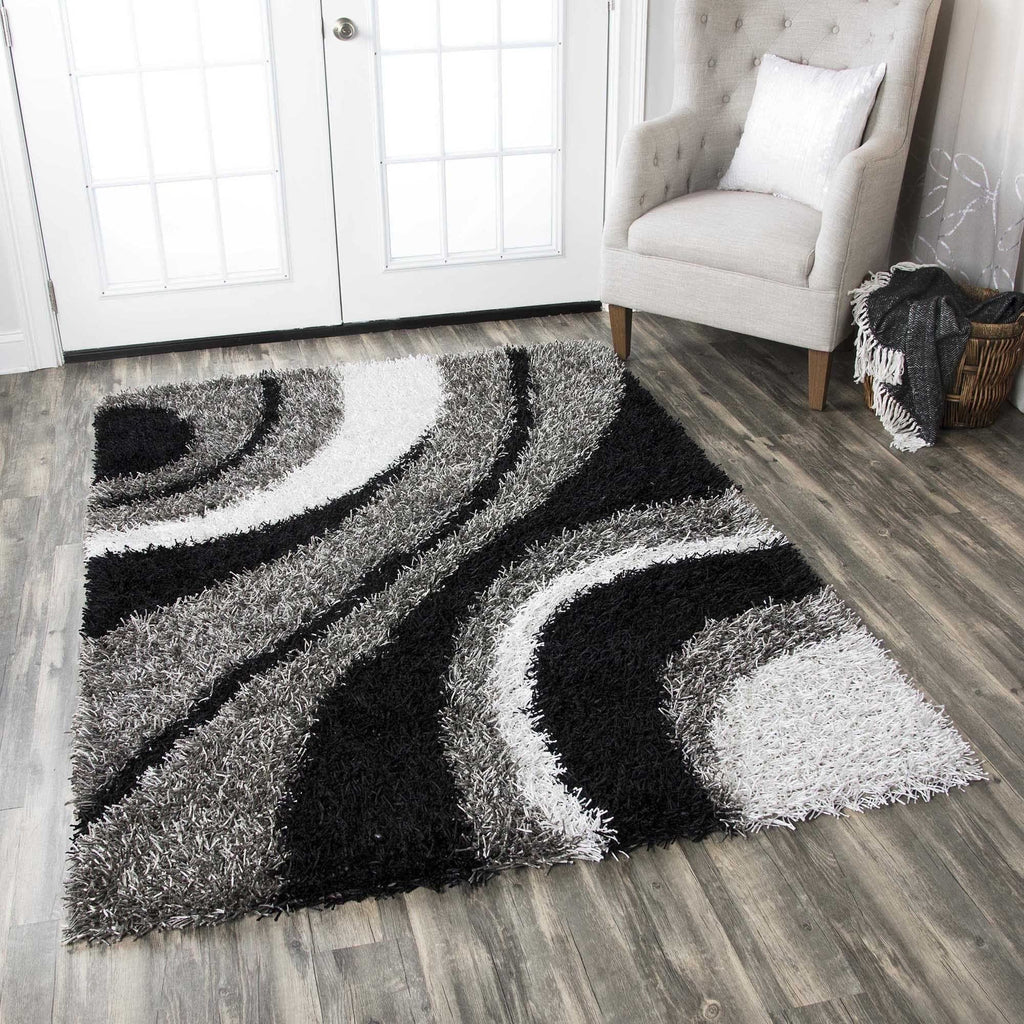 Rizzy Home | Km2322 | Kempton Collection | Polyester Area Rug | 5' X 7' | Multi/Red/Brown/Khaki/Camel/Black Stripe